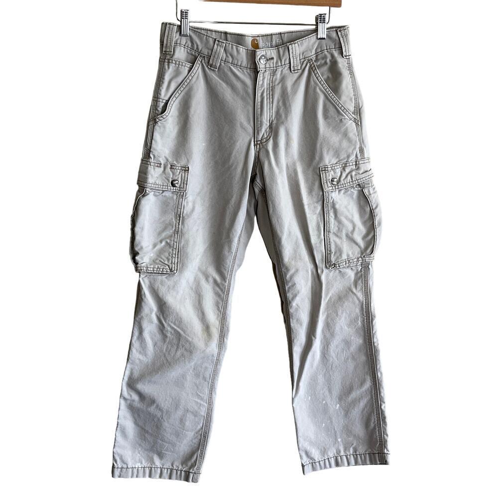 Carhartt Distressed Relaxed Fit Stone Khaki Cargo Pants Size 30 x 32